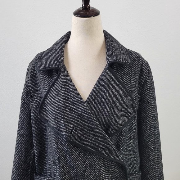 LUCKY BRAND Collection Drape Front coat black Sz M - Picture 3 of 9